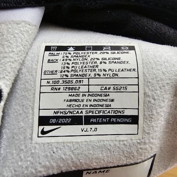 Nike Vapor Jet Football Gloves Size S Black White Receiver Texturized Rubber New - Picture 4 of 15